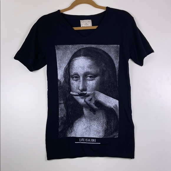 Eleven Paris Tops - Eleven Paris I Life Is A Joke Monalisa Mustache